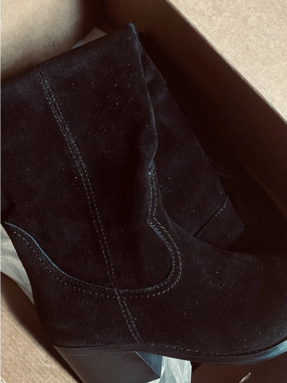 NIB Nine West Size 7.5M Women’s Black Suede Cowboy Boots Pointed Toe Women’s - Picture 3 of 4